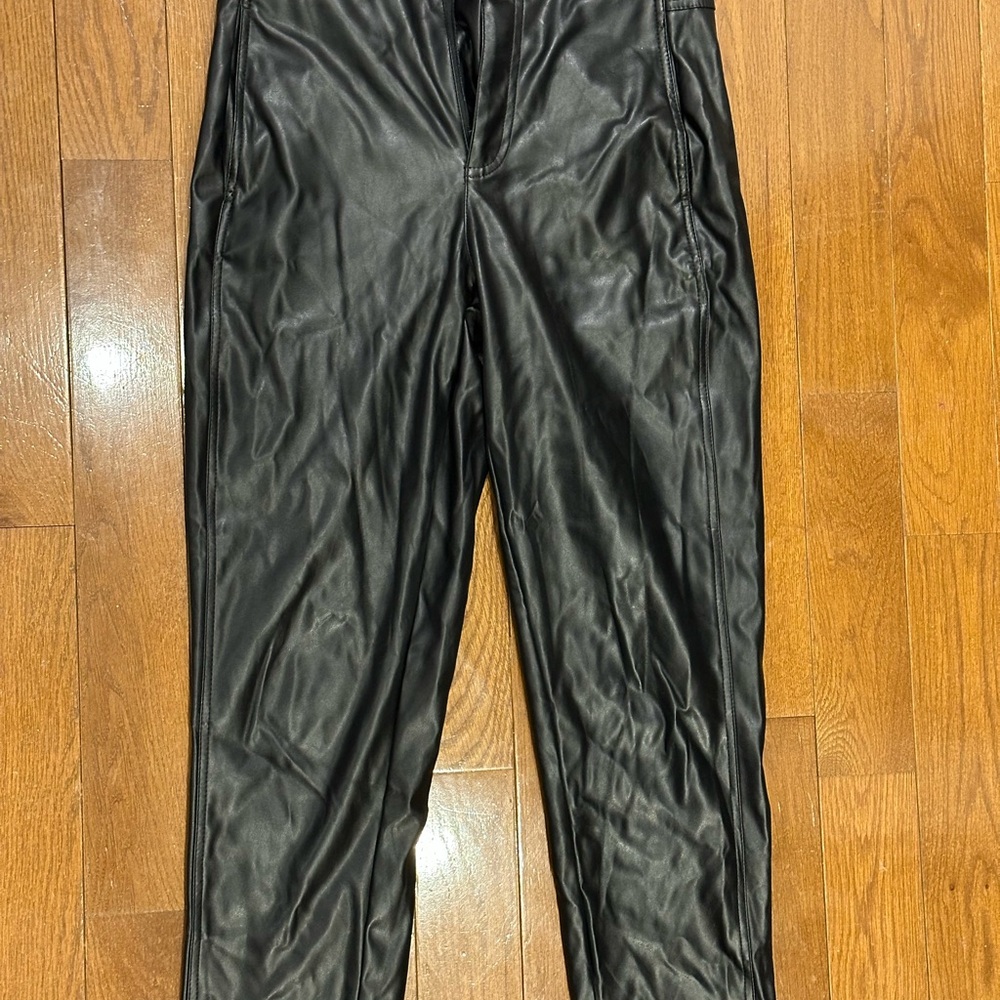 BCBGeneration Black Cropped Faux Leather Pants